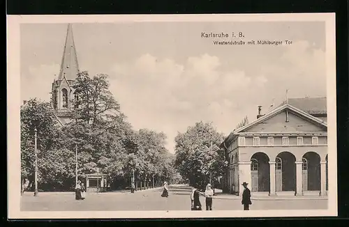 AK Karlsruhe i. B., Westendstrasse mit Mühlburger Tor