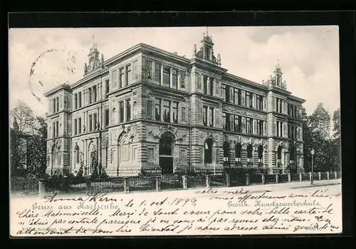 AK Karlsruhe, Grossh. Kunstgewerbeschule, Strassenansicht