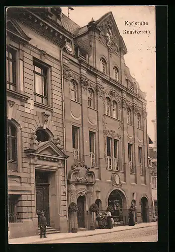 AK Karlsruhe, Gebäude des Kunstvereins von der Strasse gesehen