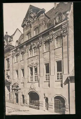 AK Karlsruhe, Kunstvereinshaus aus der Vogelschau