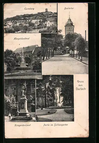 AK Durlach, Turmberg, Hengstdenkmal, Kriegerdenkmal