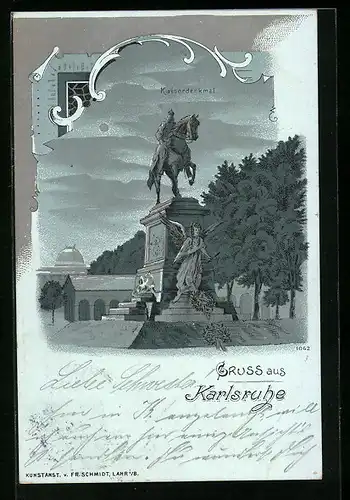 Mondschein-Lithographie Karlsruhe, Kaiserdenkmal