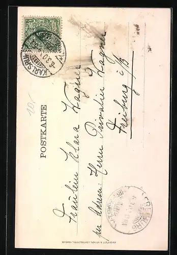 AK Karlsruhe, Blick auf eine Nymphengruppe