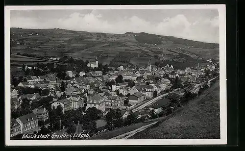 AK Graslitz i. Erzgeb., Ortsansicht aus der Vogelschau