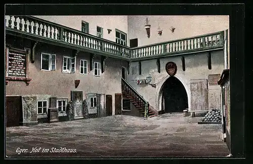 AK Eger, Blick auf Hof im Stadthaus