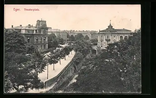 AK Eger, Strassenpartie am Theaterplatz