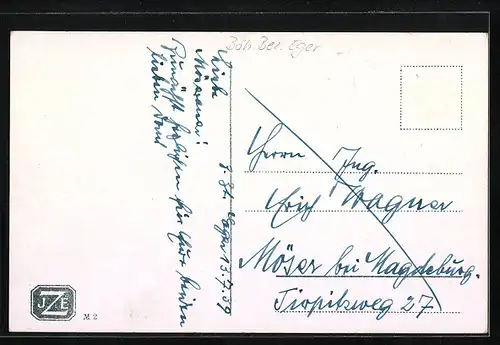 AK Eger, Ringstrasse, Kaiserburg, Insel Mühlerl, Stadt-Theater