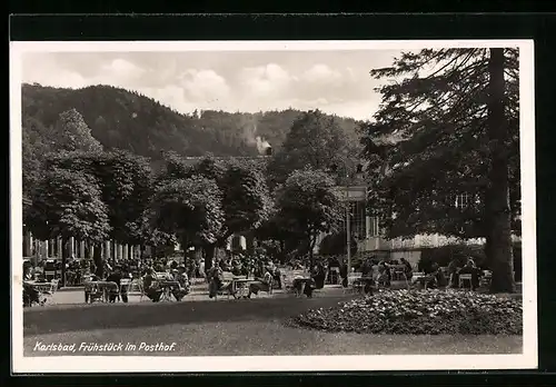 AK Karlsbad, Frühstück im Posthof