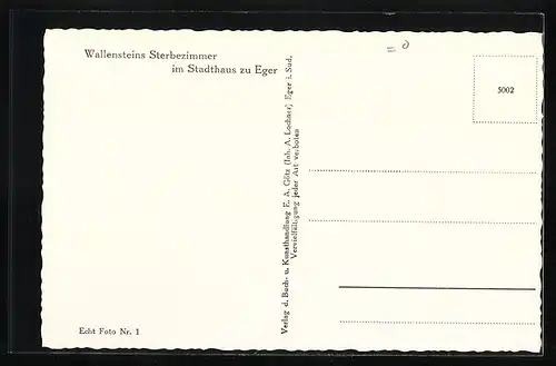 AK Eger, Wallensteins Sterbezimmer im Stadthaus