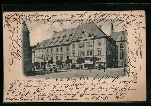 AK Eger, Blick auf das Stadthaus, Wallensteinhaus