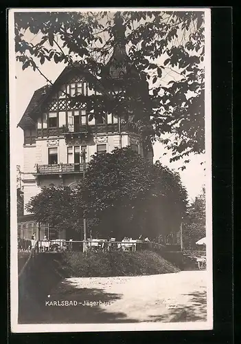 AK Karlsbad, Gasthof Jägerhaus, Strassenansicht