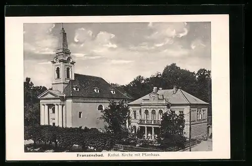 AK Franzensbad, Kathol. Kirche mit Pfarrhaus