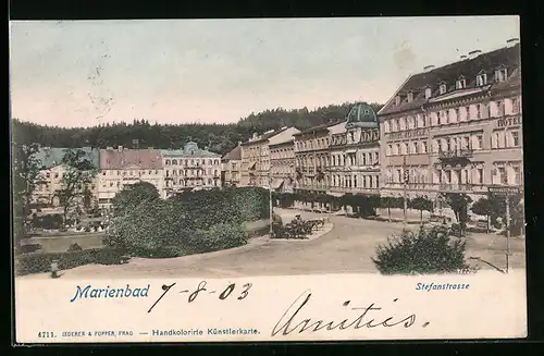 AK Marienbad, Stefanstrasse aus der Vogelschau