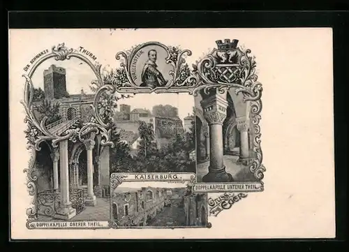 Passepartout-AK Eger, Kaiserburg, Wallenstein, Doppelkapelle