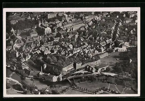 AK Eger, Blick auf die Altstadt mit Platz, Erzdekanalkirche