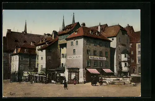 AK Eger, Stöckl mit Uhrenlager Wilhelm Müller