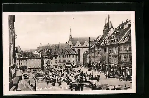 AK Eger, Platz mit Brunnen