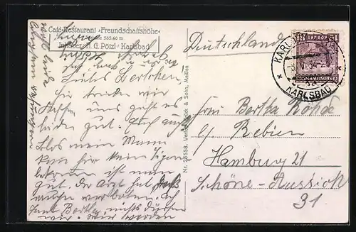 AK Karlsbad, Cafe-Restaurant Freundschaftshöhe