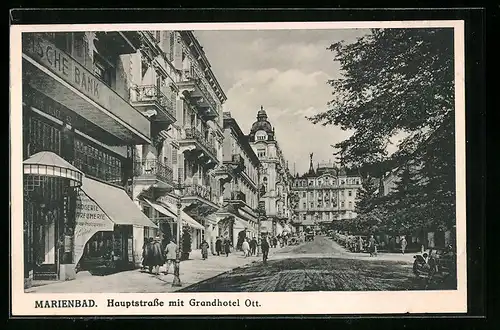 AK Marienbad, Hauptstrasse mit Grandhotel Ott