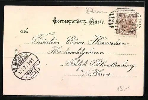 AK Karlsbad, Partie am Marktbrunnen