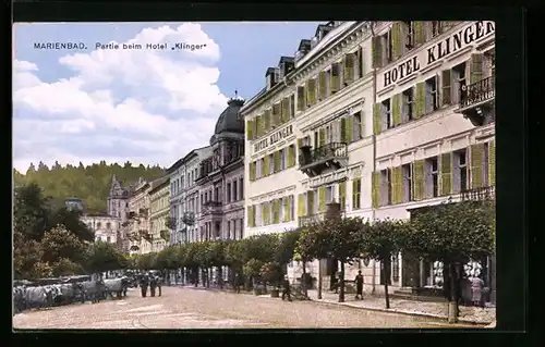 AK Marienbad, Partie beim Hotel Klinger