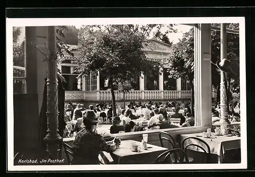 AK Karlsbad, Im Café Posthof