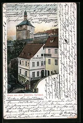 AK Karlsbad, Gasthof Weinhaus Blümlein