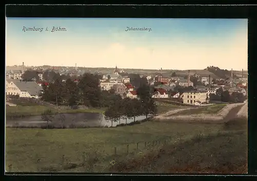 AK Rumburg / Rumburk, Totalansicht mit Johannesberg