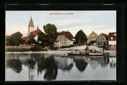 AK Lüchtringen /Weser, Ortsansicht mit Booten