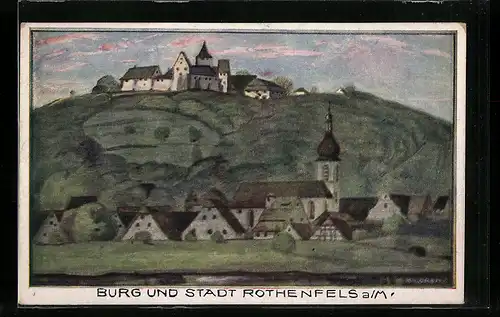 Künstler-AK Rothenfels a. M., Burg und Stadt