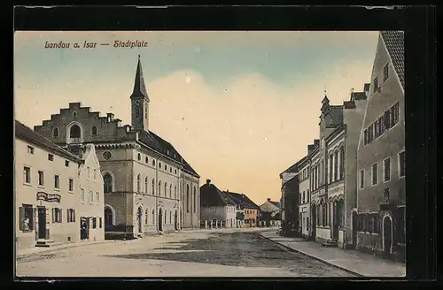 AK Landau a. Isar, Ansicht des Marktplatzes