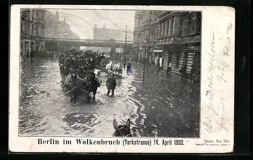 AK Berlin-Kreuzberg, Berlin im Wolkenbruch, Yorkstrasse, 1902