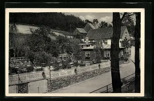 AK Grossrückerswalde / Erzgeb., Gasthaus Schindelbachmühle mit Aussenlokal an der Strasse