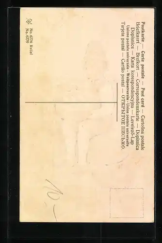 AK Junger Mann mit Eierkorb und Hühnern, Ostergruss