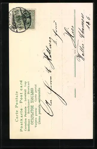 AK Fröhliche Ostern, Paar in Tracht mit Blumen