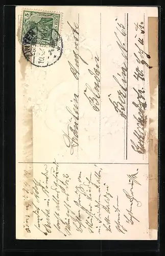 AK Junge mit Blumenkranz zum Geburtstag