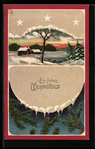 AK Ein frohes Weihnachtsfest, Idyllische Winterlandschaft