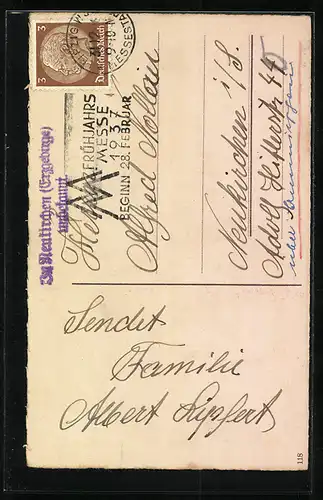 AK Junge füttert Rehe zu Neujahr