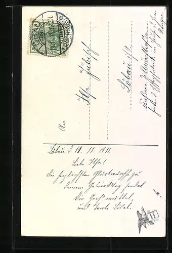 AK Mädchen mit Blumengesteck zum Geburtstag