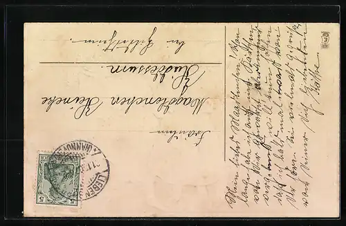 AK Kinder in Tracht mit Hufeisen und Kleeblättern zum Neujahr