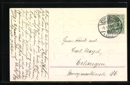 AK Lämmer mit Korb voller Veilchen