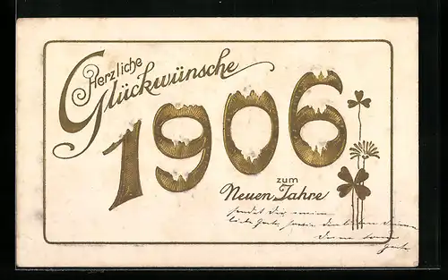 AK Jahreszahl 1906 in goldener Schrift