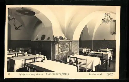 AK Blankenburg /Harz, Genesungsheim, Speisesaal, Innenansicht