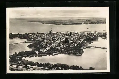 AK Stralsund, Gesamtansicht aus der Vogelschau