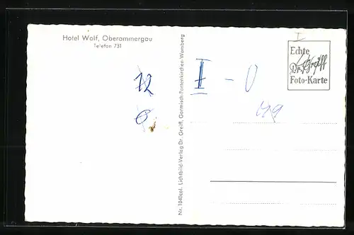 AK Oberammergau, Hotel Wolf