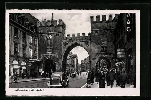 AK München, Karlstor mit Hotel Deutscher Hof