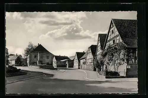 AK Langensteinbach, Strassenpartie mit Fachwerkhäusern