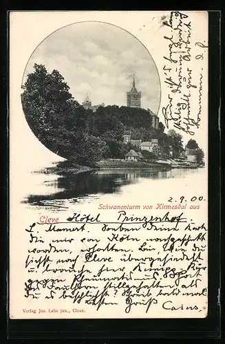 AK Cleve, Schwanenturm von Kirmesdal aus