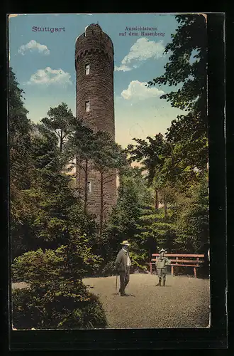 AK Stuttgart, Aussichtsturm auf dem Hasenberg