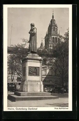 AK Mainz, 1. Bundes-Frauenkonferenz des Deutschen Gewerkschaftsbundes 1952, Gutenberg-Denkmal